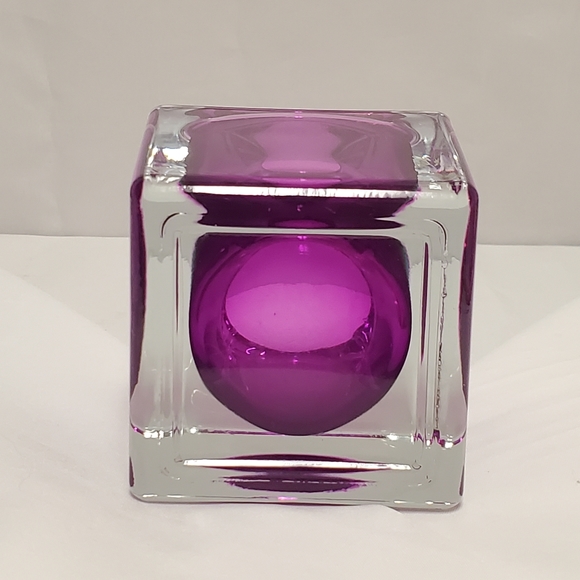Cubed Submerged Purple Candle Holder - Picture 7 of 9